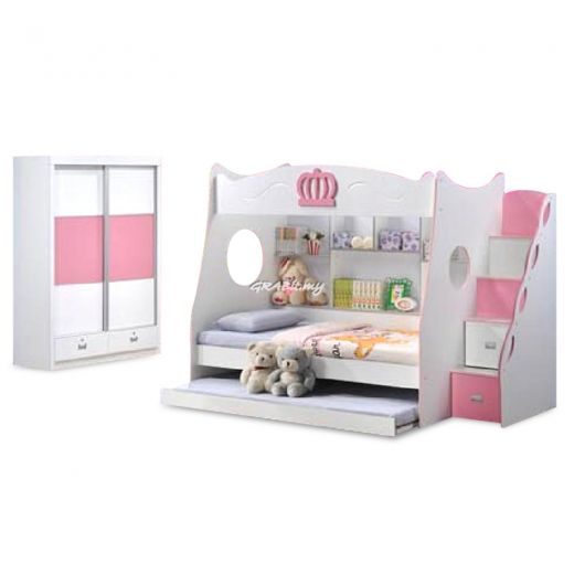 Pink Stripes Queen (Bunk Bed) Bedroom Set