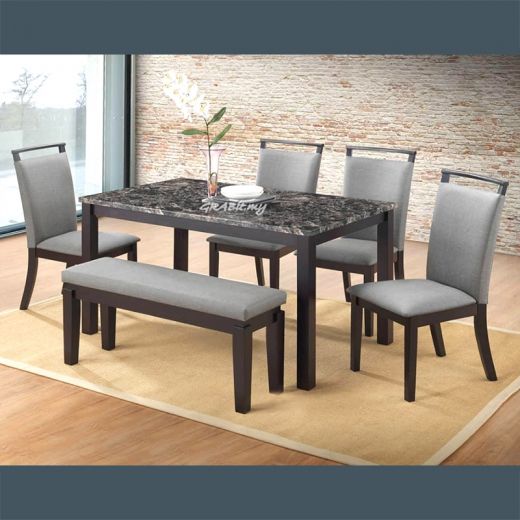 MADISON 6 SEATER FAUX MARBLE DINNING SET (OUT OF STOCK)