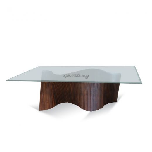 Teak S Base Dining Table With Tempered Glass